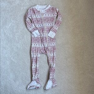 Burt’s Bees Baby organic cotton holiday pajama 24m fair isle ivory red